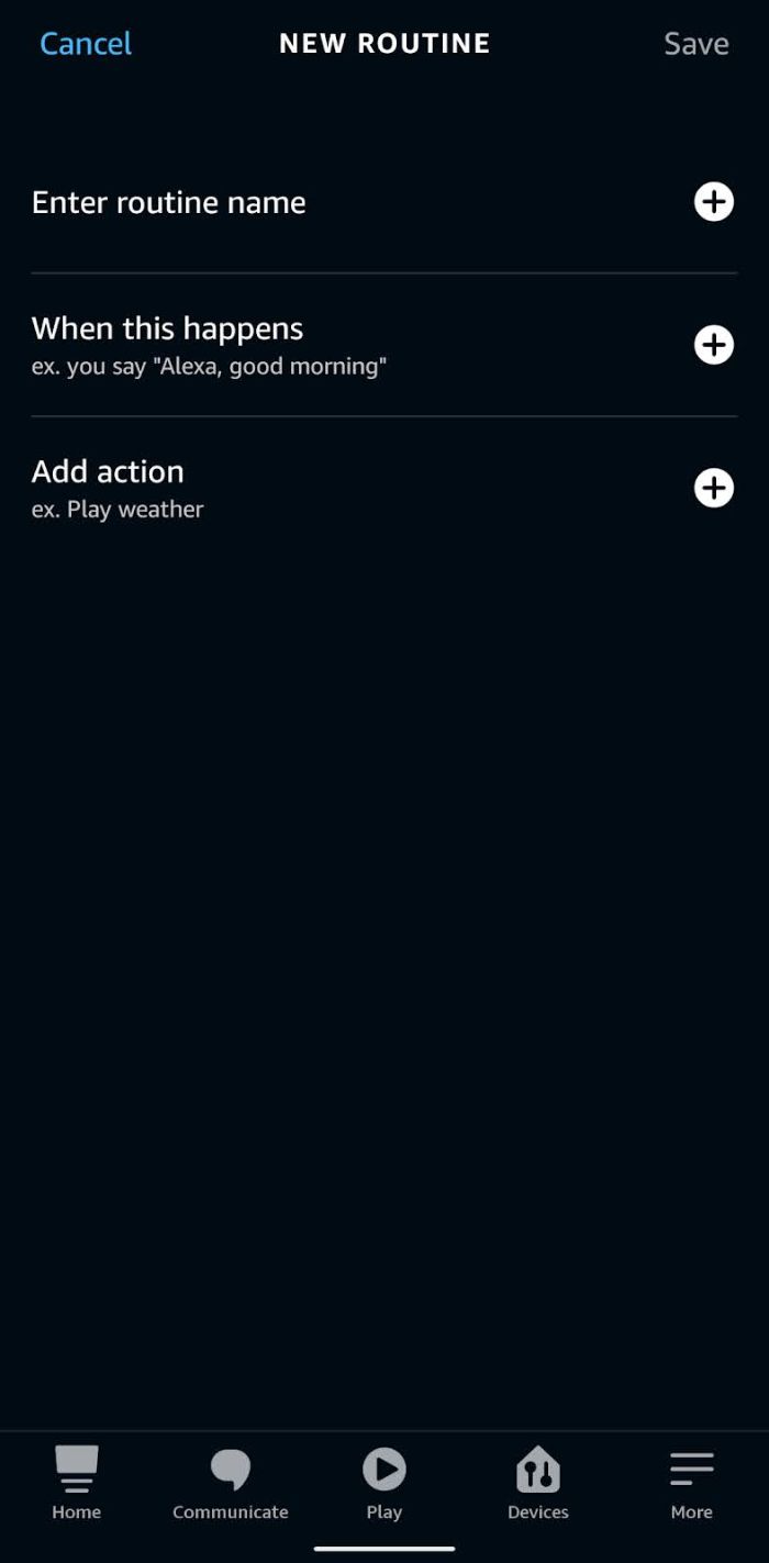 Amazon Alexa new routine, step 1