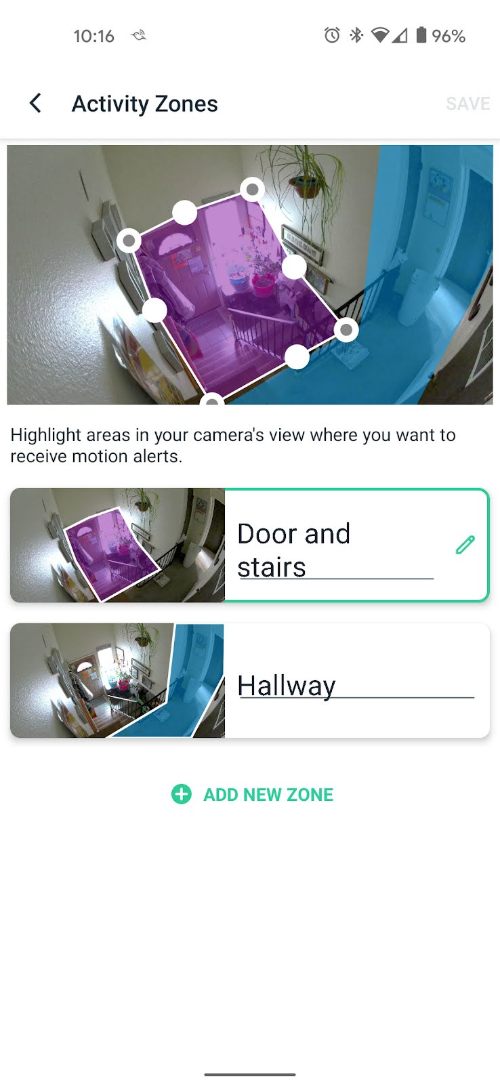 Arlo app activity zones