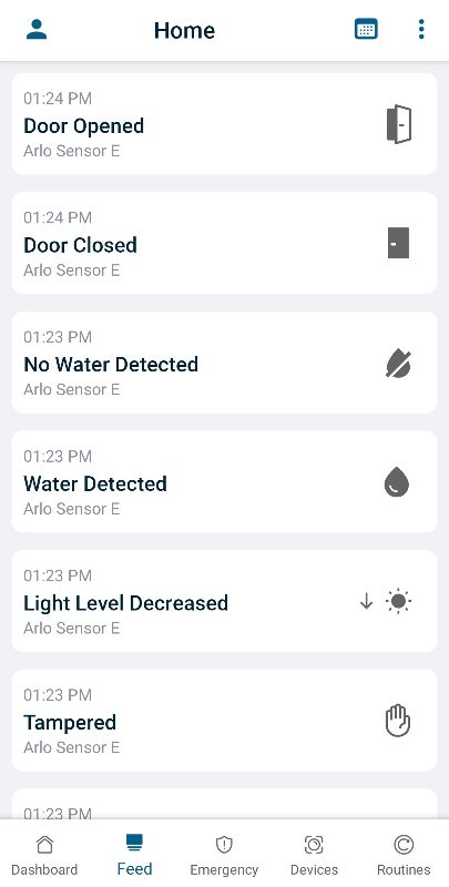 Arlo Secure App event feed