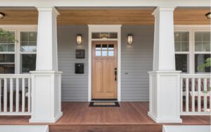 Covered porch and front door to home