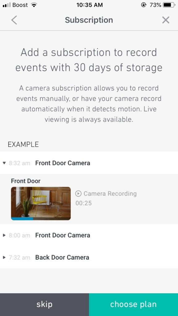 simplisafe app screen"add subscription"