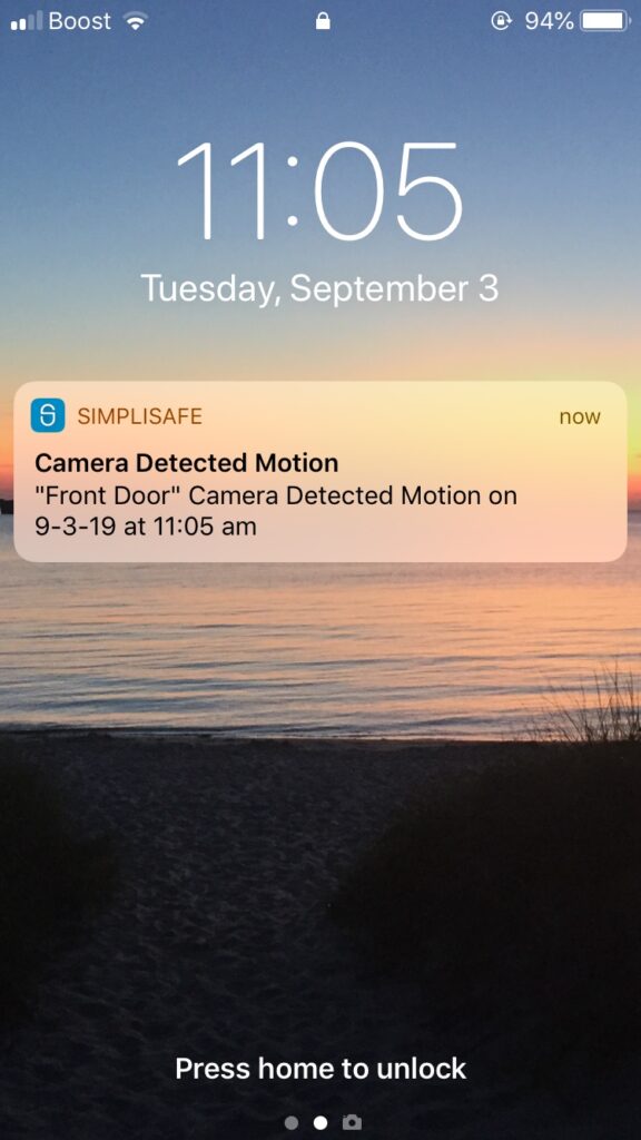 SimpliSafe doorbell notifications