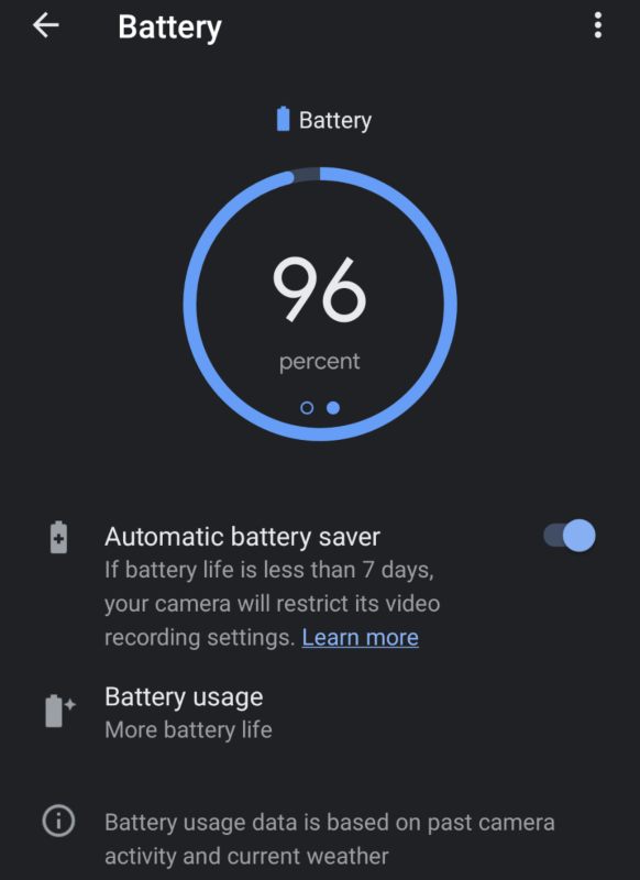 Nest Cam Battery Settings