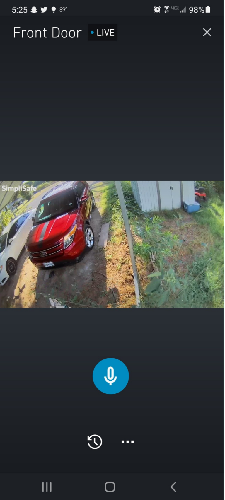 SimpliSafe App Camera View in Daytime