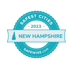 New Hampshire's safest cities badge.